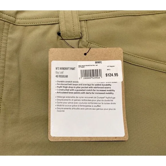 Simms Windrift Mens 40x32 Outdoor Stretch Fishing Hiking Pant Bay Leaf Olive